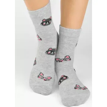 Dívčí ponožky Kočičky N - 23-26 / světle šedá