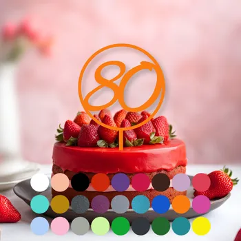 Jedlá dekorace na dort Zápich do dortu kulatý – číslice 80