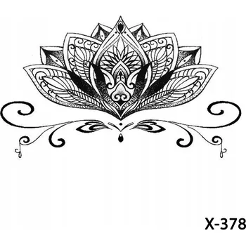 Odstranitelné tetování Dočasné tetování TATTOO 3D SUPER KVALITA 10,5x6 Mandala květina černá