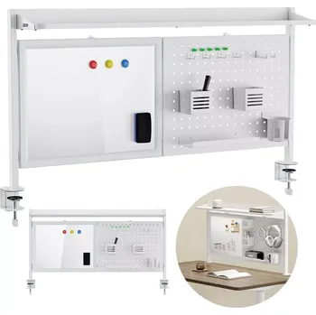 Dílenský stůl přepážka na stůl s magnetickou tabulí a perforovaným panelem er-301