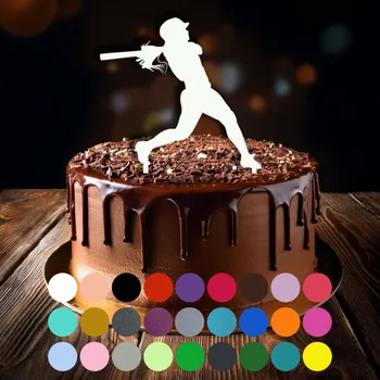 Jedlá dekorace na dort Zápich do dortu - Baseball-dívka (1) Černá (metalická)