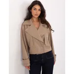 Béžový dámský dvouřadý trenčkot z eko kůže IT-KR-FL9558.60-beige Velikost: ONE SIZE
