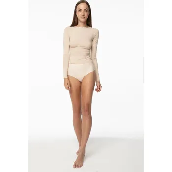 Dámské tričko Dámská hladká halenka Julimex SIMPLE LONGSLEEVE béžová, m i240_203207_2:M