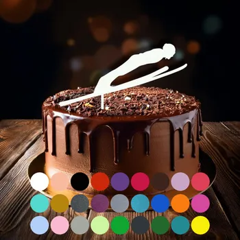 Jedlá dekorace na dort Zápich do dortu - Skoky na lyžích (1) Červená