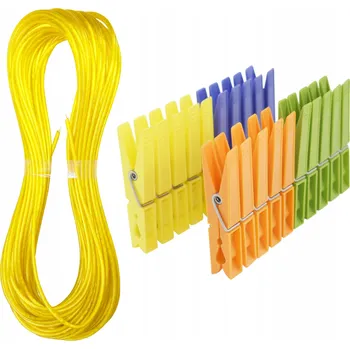 Sušák na prádlo SADA LANEK NA PRÁDLO 20 M KOLÍČKY BAREVNÉ 20 KS