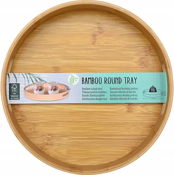 Bambusový tác dřevěný dekorativní podnos kulatý Ø 38 cm Home dárek AB