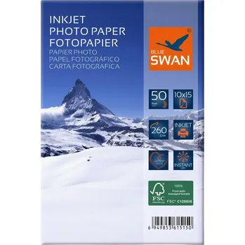Fotopapír Fotografický papír lesklý 50 Ks 10x15 260g Blue Swan
