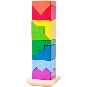Dřevěná hračka WOODY 102191102 Skládací věž-hlavolam