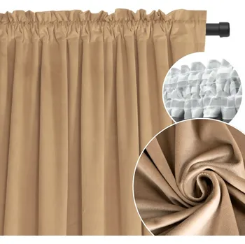 Obraz ZÁVĚS BÉŽOVÁ HRUBÁ 140 x 230 cm elegantní měkká obývací pokoj TMAVĚ BÉŽOVÁ