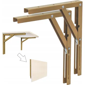 Koupelnový nábytek Skládací úhelníková podpěra / konzole pod polici L-300, tmavě zlatá, 2 kusy