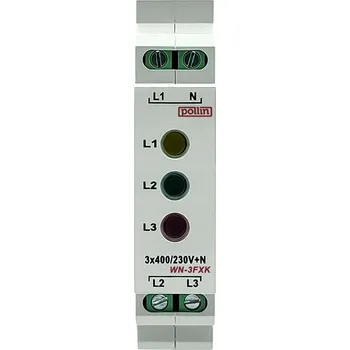 Jistič Modulární LED kontrolka 3-fázová žlutá / zelená / červená / 10-250V AC DIN