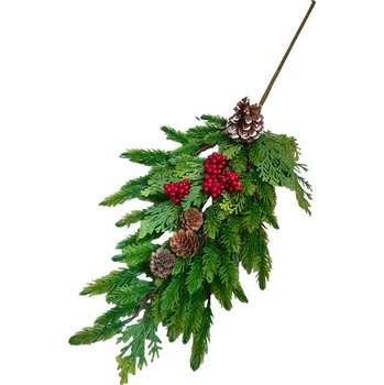 umělá květina Větvička 73 cm Šišky Vysoký Jeřabina