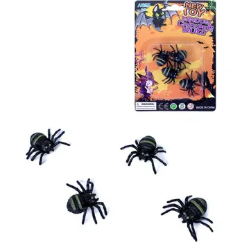 Figurka Zvířátko pavouk malý set 4ks halloween dekorace na kartě