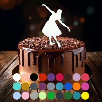 Jedlá dekorace na dort Zápich do dortu - Tanec (3) Červená