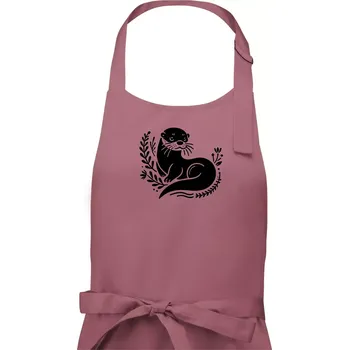 Kuchyňská zástěra Vydra černobílá - Dámská zástěra na vaření - Univerzální velikost ( Starorůžová )