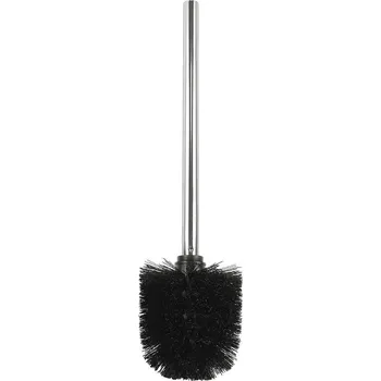 WC štětka Náhradní černá WC štětka se stříbrnou rukojetí do koupelny