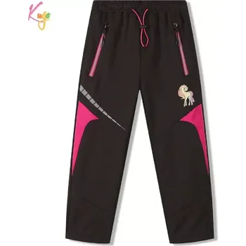 Dívčí kalhoty Dívčí softshellové kalhoty zateplené Kugo HK9783 černé / růžové doplňky