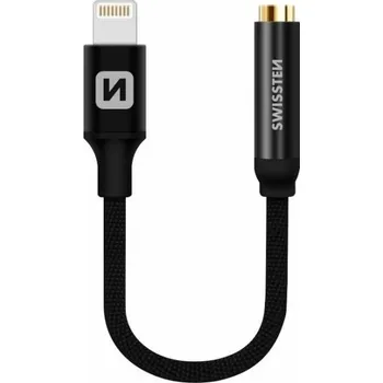 Počítač Swissten audio adaptértextile lightning /jack(samice) 0,15 m černý