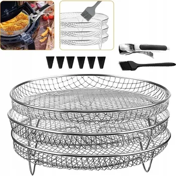 3x PŘÍSLUŠENSTVÍ PRO HORKOVZDUŠNOU FRITÉZU STOJAN, MULTIFUNKČNÍ TŘÍVRSTVÝ GRIL PŘÍSLUŠENSTVÍ