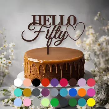 Jedlá dekorace na dort Zápich do dortu – HELLO Fifty (50)