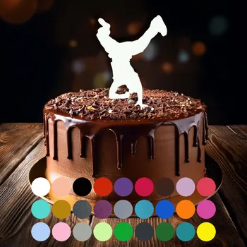 Jedlá dekorace na dort Zápich do dortu - streetdance, breakdance, hip hop, tanec (3) Medová (průsvitná)