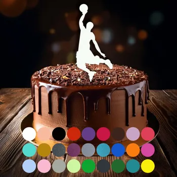 Jedlá dekorace na dort Zápich do dortu - Basketbal-chlapec (1) Purpurová (metalická)