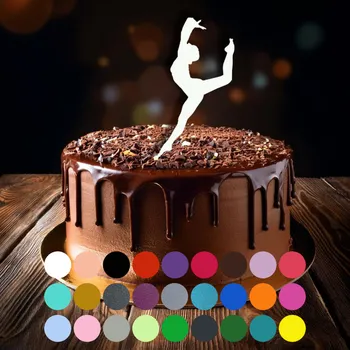 Jedlá dekorace na dort Zápich do dortu - Tanec (1) Zlatá (metalická)