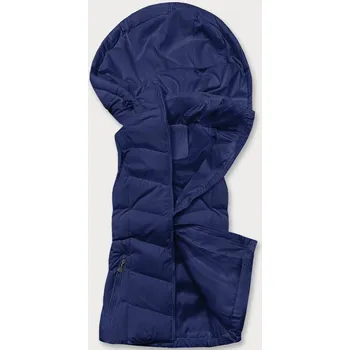 Dámská vesta Tmavě modrá péřová dámská vesta s kapucí (5M720-215) odstíny modré XL (42)