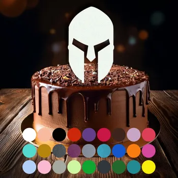 Jedlá dekorace na dort Zápich do dortu - Gladiátor - maska Levandulová (pastelová)