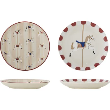 Talíř Bloomingville Keramický dezertní talíř Merry-go-round Koníci