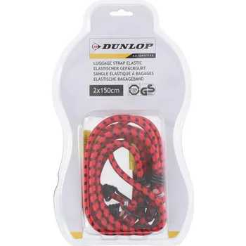 Upínací popruh GUMOVÉ POPRUHY PRO UPEVNĚNÍ ZAVAZADEL HÁKY DUNLOP DÉLKA 150CM 2ks ČERVENÉ
