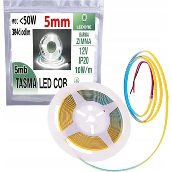 LED páska LED pásek COB 5mm 12V 384 LED/m neonová světelná linka BÍLÁ STUDENÁ 5m