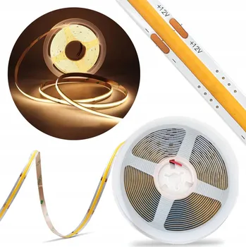 LED páska LED pásek SHINE COB, 8mm, 5m, Teplá bílá, bez bodového efektu