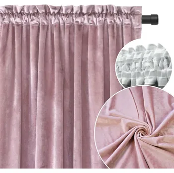 Obraz ZÁVĚS SAMETOVÁ ZÁVĚSA 140x220cm elegantní měkká do obývacího pokoje, PRÁŠKOVĚ RŮŽOVÁ