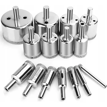 Vrták 15dílná sada diamantových děrovek pro dlažbu, gres, sklo 6-50 mm