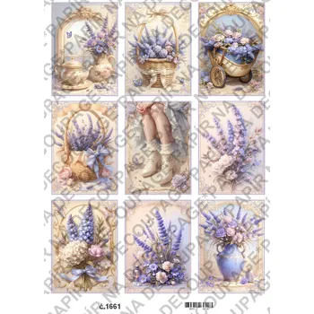 Umělecký papír Rýžový a soft papír na decoupage - Levandule dekorace - KB01661 Materiál: Soft, Rozměr: A4