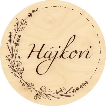 Domovní cedule Dřevěná cedulka na dveře | Kulatá | luční kvítí