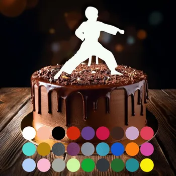 Jedlá dekorace na dort Zápich do dortu - Karate-chlapec (1) Černá (metalická)