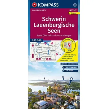 KOMPASS Fahrradkarte 3317 Schwerin, Lauenburgische Seen 1:70.000