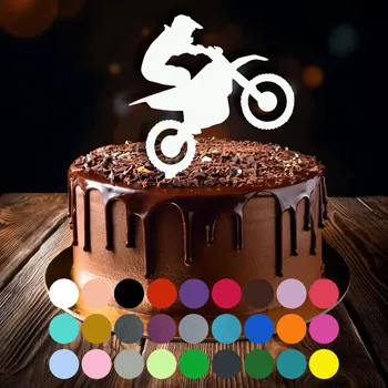 Jedlá dekorace na dort Zápich do dortu - Motokros Medová (průsvitná)