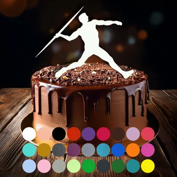 Jedlá dekorace na dort Zápich do dortu - Hod oštěpem-chlapec (1) Růžová