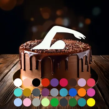 Jedlá dekorace na dort Zápich do dortu - Plavání (1) Stříbrná (metalická)