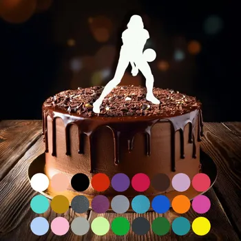 Jedlá dekorace na dort Zápich do dortu - Volejbal-dívka (1) Světle žlutá (pastelová)