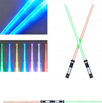 Dětská zbraň SVĚTELNÝ MEČ OBOJSTRANNÝ SVÍTÍCÍ LED VÁLEČNÍK se zvukovým efektem 80CM 2X