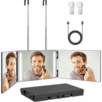 Zrcadlo ZRCADLO KADEŘNICKÉ ZRCÁTKO LED 3 STRANY PRO 360° VIZUALIZACI