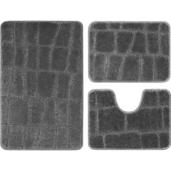 Koupelnová předložka KOUPELNOVÁ PŘEDLOŽKA MĚKKÁ ŠEDÁ PROTISKLUZOVÁ SADA 3 ks