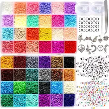 Dětské navlékací korálky KORÁLKY NA VÝROBU NÁRAMKŮ PRO DĚTI DIY SADA KORÁLKŮ NA VÝROBU BIŽUTERIE