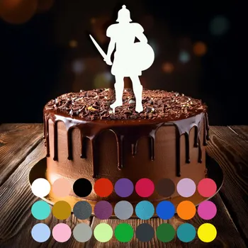 Jedlá dekorace na dort Zápich do dortu - Gladiátor - postava Broskvová (pastelová)