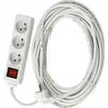 BERGE Prodlužovací kabel 10m s uzemněním, 3 zásuvky - bílý 3*1,5 mm2 3680 W V035