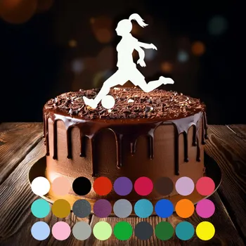 Jedlá dekorace na dort Zápich do dortu - Fotbalistka (1) Světle modrá (pastelová)